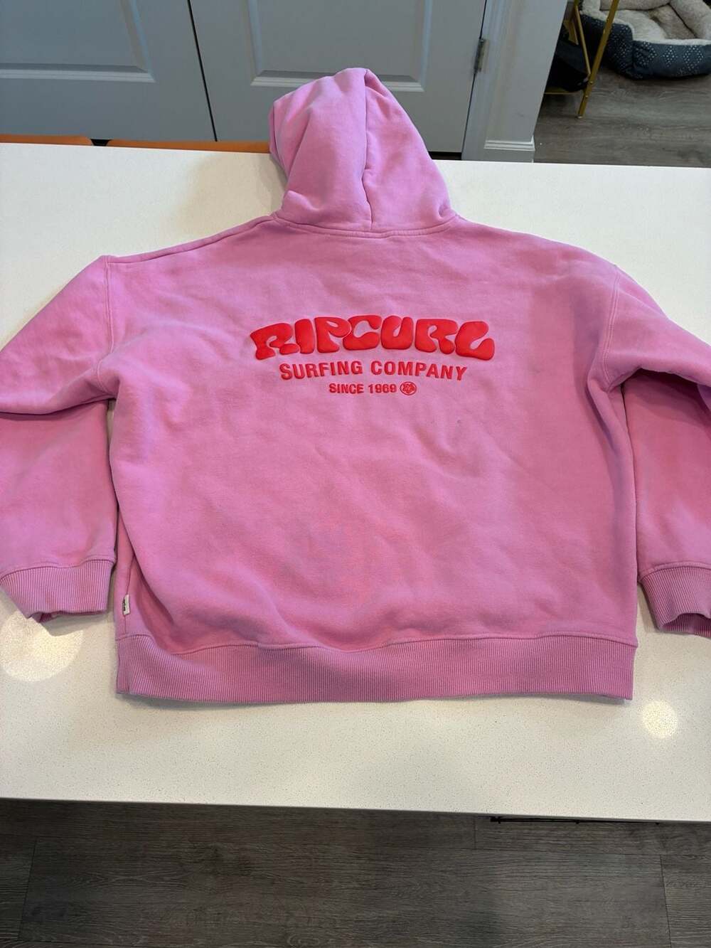 Rip Curl Surf Puff Heritage Hoodie Size S Pink